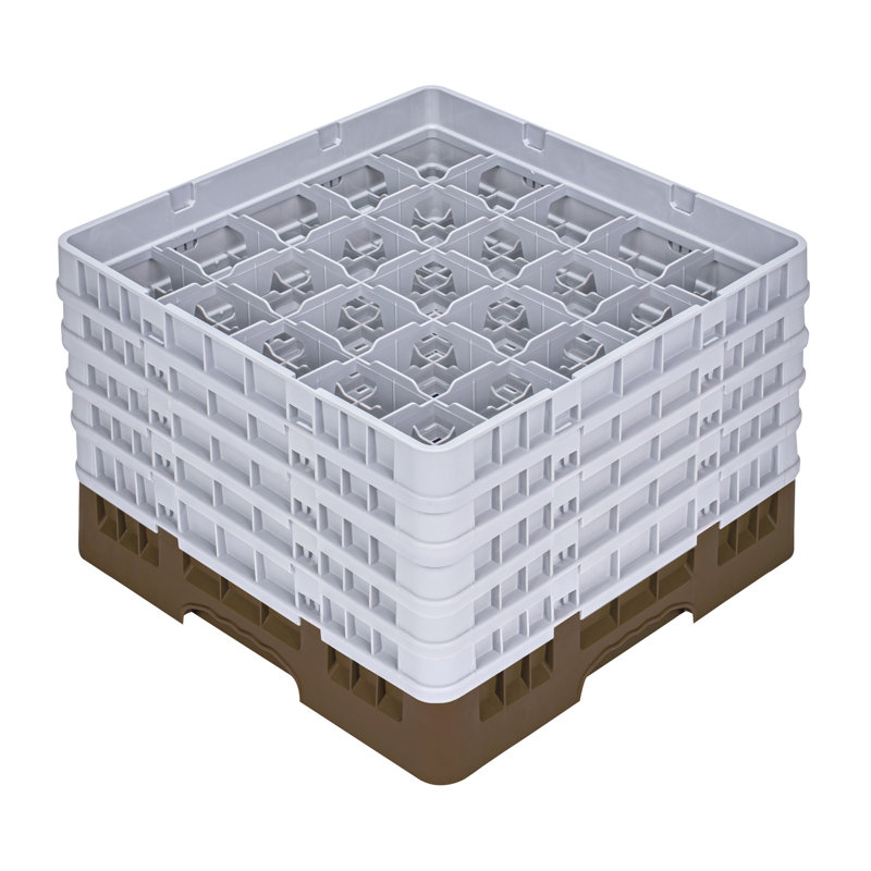  Porte-verres 19,69 x 19,69 x 12,13 pouces 25 compartiments 1 pleine et 4 demi-gouttes en verre plastique, Brun