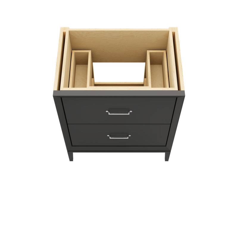 Alexandra Two-Drawer Single Bath Vanity, Off Black, 30", Polished Chrome