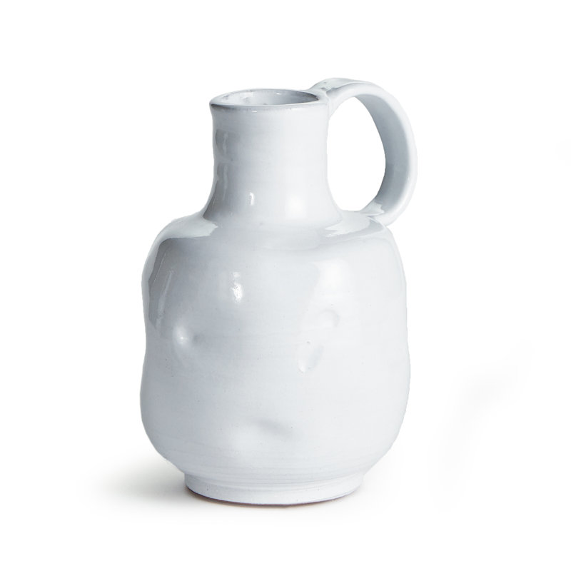 Petit vase en céramique blanc à poignée irrégulière Maz