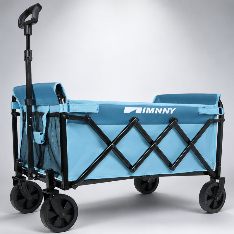 Chariot pliable avec roues, chariot utilitaire léger et durable pour le camping, le jardinage et le magasinage, capacité de poids de 360 lb, conception pliable avec porte-gobelets