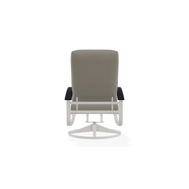 Belle Isle Outdoor Swivel Lounge Chair, Cast Slate Sunbrella® Plainweave, Black P70, Textured Snow