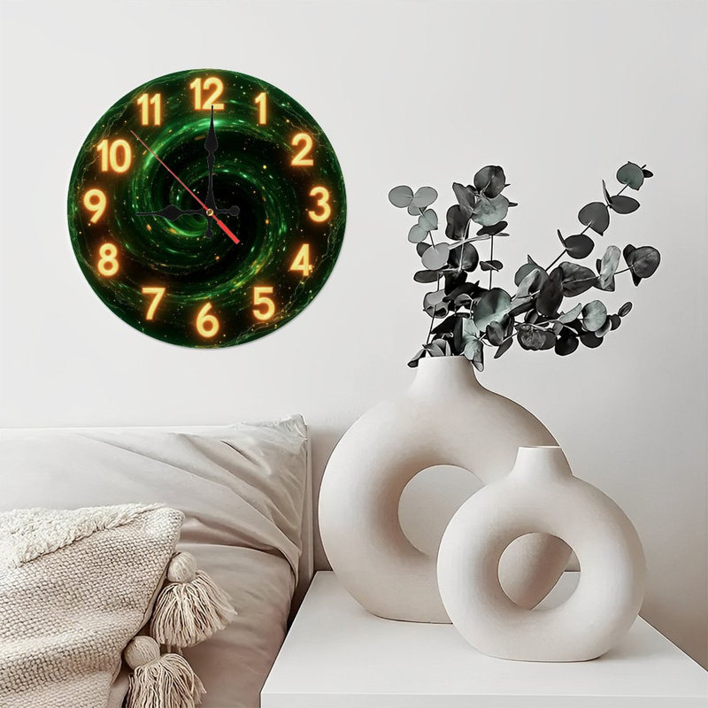 Chiffres de l'horloge galaxie verte tourbillonnante