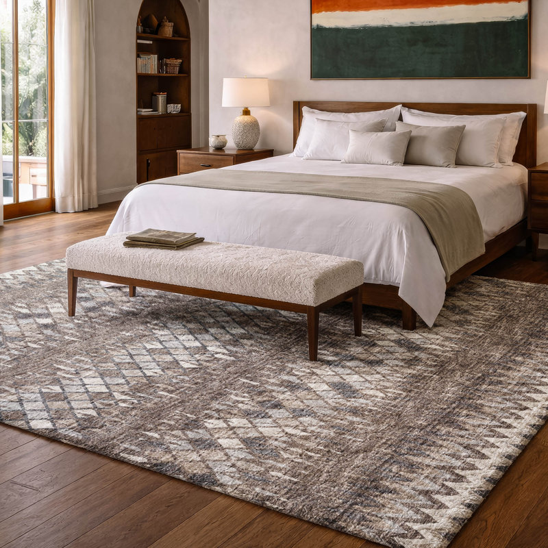 Premium Machine Washable Dream Shag Chevron Rug, 5' x 7'6", Brown