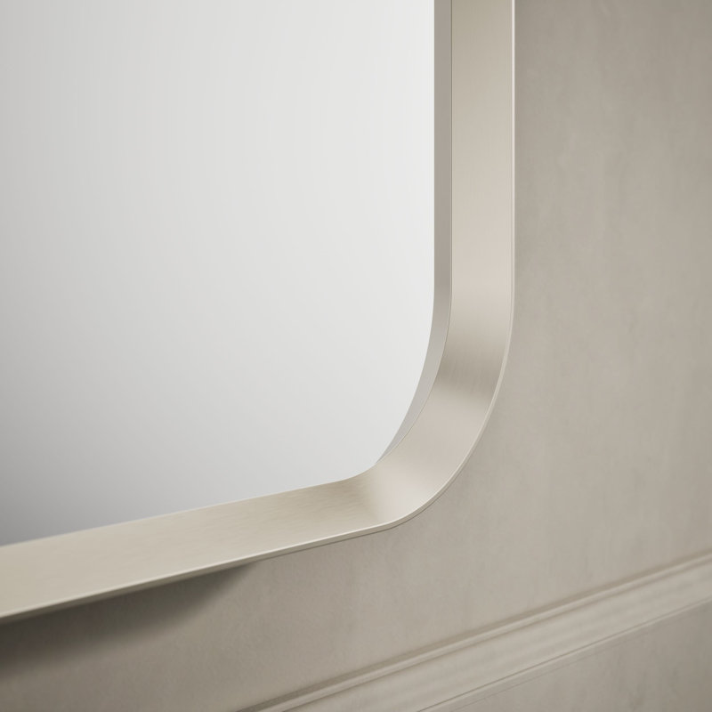 KOHLER Essential Rectangular Wall Mirror, Bathroom / Vanity Mirror with Frame, Brushed Nickel, 60" x 28"