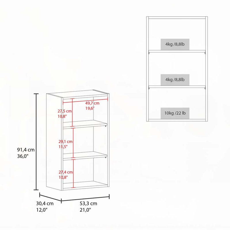 White Wall Cabinet with Open Storage, White