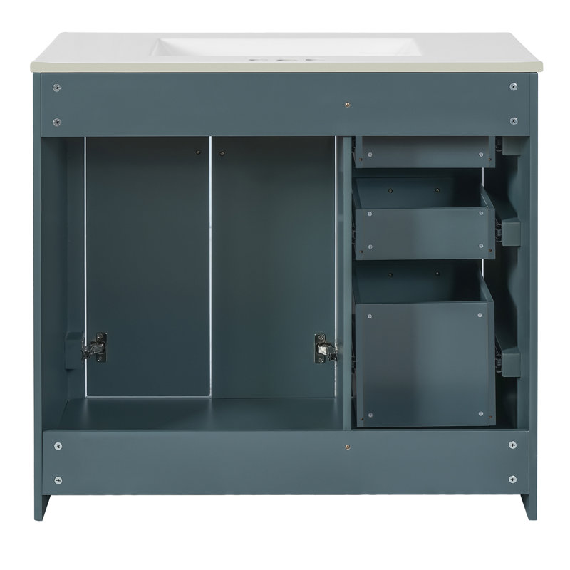 36'' Bathroom Vanity With Ceramic Top, Blue