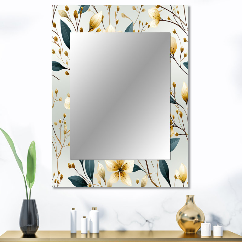Decorative Mirror, Victorian Wall Mirror, Printed Metal Art, 32" x 24", Benazir Tribal Fusion Marble 1