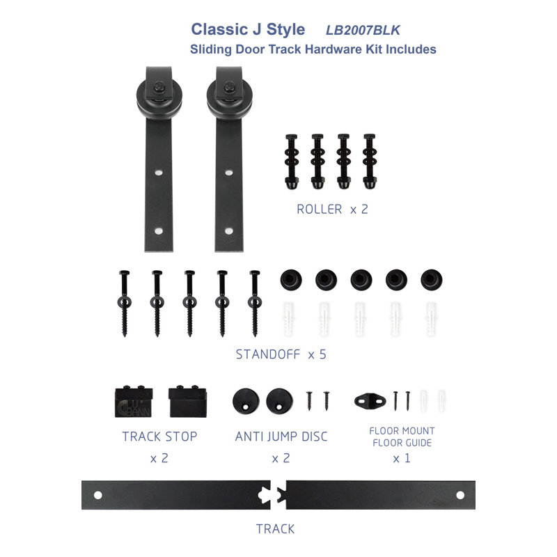 Black Steel Sliding Barn Door Hardware Kit