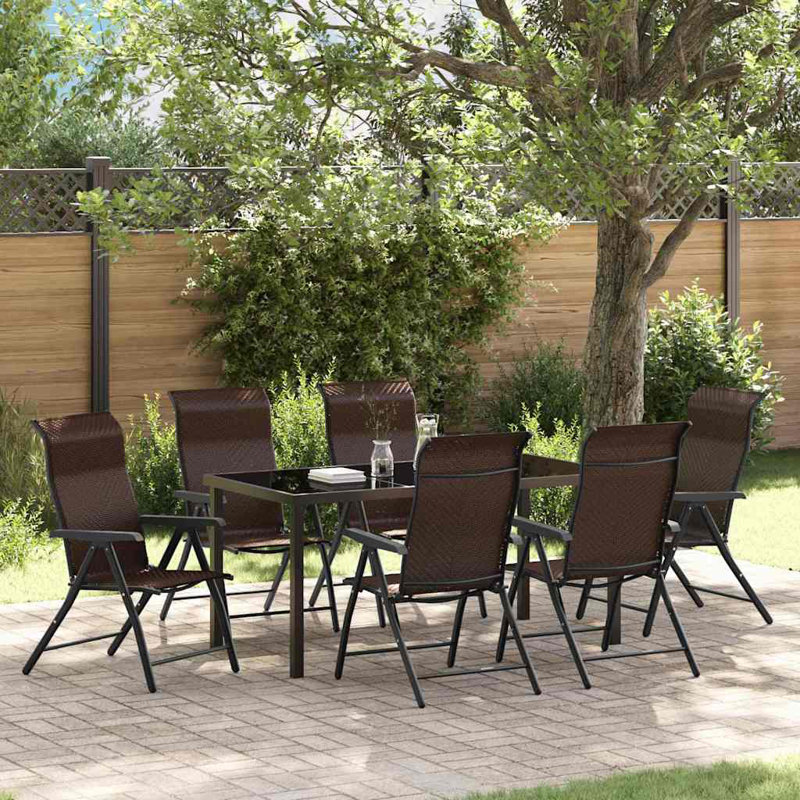 7 Piece Garden Dining Set Poly Rattan, Brown