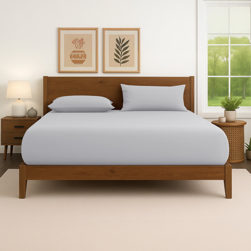 40cm Extra Deep Fitted Sheet – Soft Microfiber, Wrinkle-Free, Cooling, Elastic Corners, Silver, Kingsize (5')