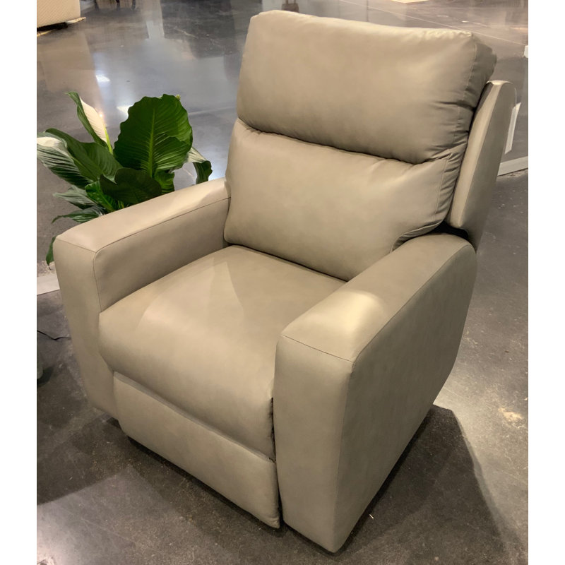 Bristol Leather Power Headrest Recliner with Lumbar, Scottsdale Graystone, Power/Rocker