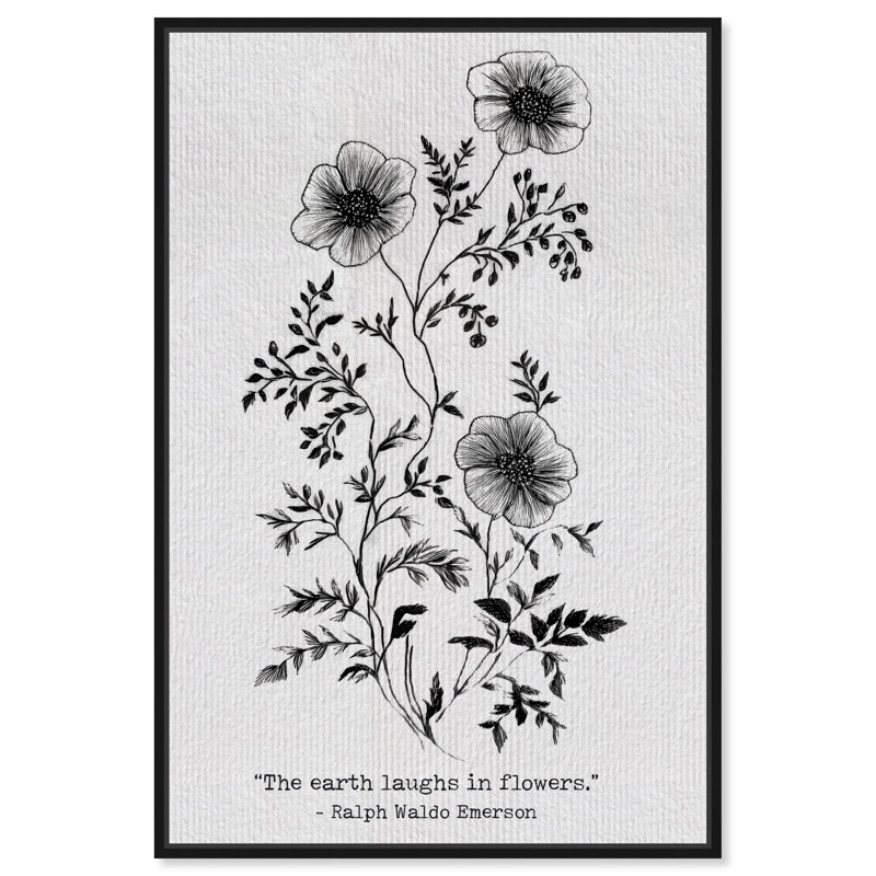 «Earth Laughs in Flowers Canvas Vintage Botanical» par Art Remedy, H 37 po x l 25 po, Structure noire