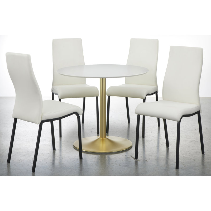 Pedestal Dining Set, 5 Pieces: 1 Table, 4 Chairs