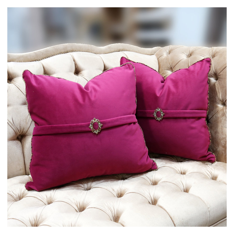 Sweet Pea Velvet Square Pillow Cover & Insert, Fuchsia
