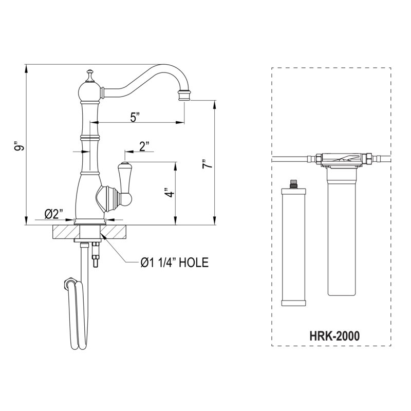 Edwardian Filter Kitchen Faucet Kit, Satin Nickel