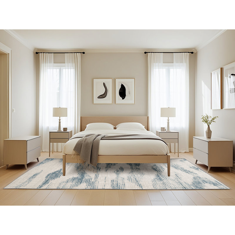 Tapis abstrait gris lavable à la machine, Rectangle de 5 pi x 8 pi