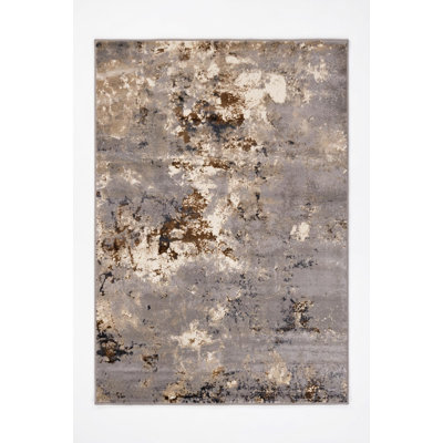 5' X 8' Taupe Brown And Gray Abstract Area Rug