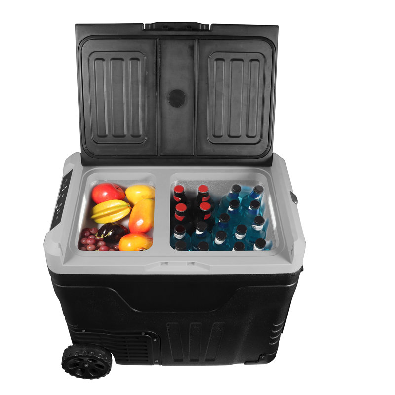 Frigidaire, 49 Qt. Portable Convertible Electric Refrigerator/Freezer Trolley-With App, Dual Zone, Black