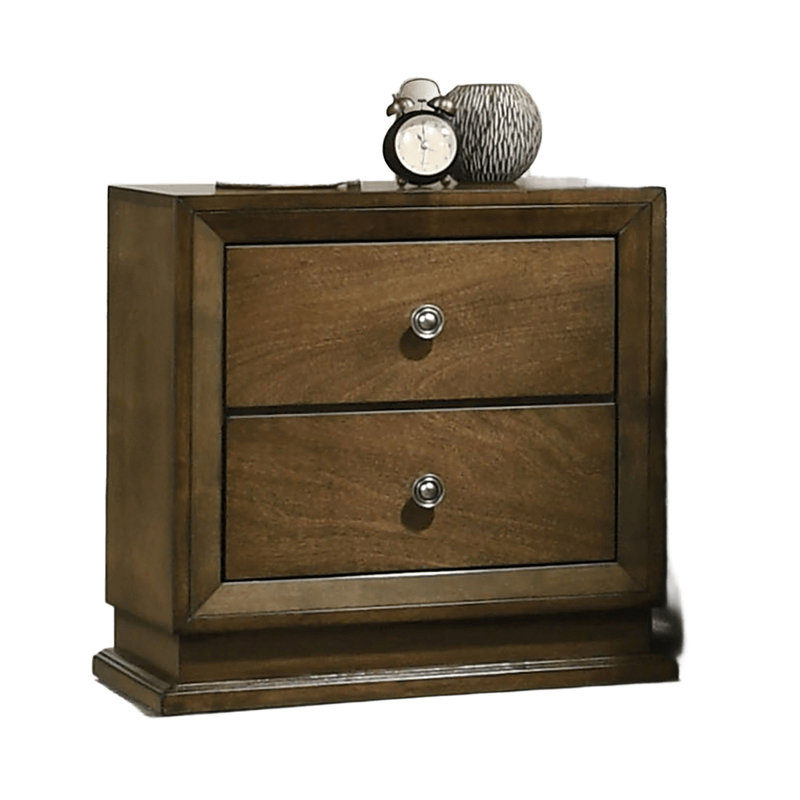 1Pc Nightstand Transitional Style Bedside Table 2-Drawers Zinc Iron Bronze Metal Knob