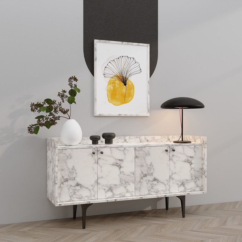 Emerald 80cm Sideboard, Carrara Marble