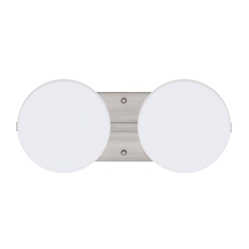 Éclairage pour meuble-lavabo 2 lumières Ciro, Nickel satiné, Opale matte, DEL