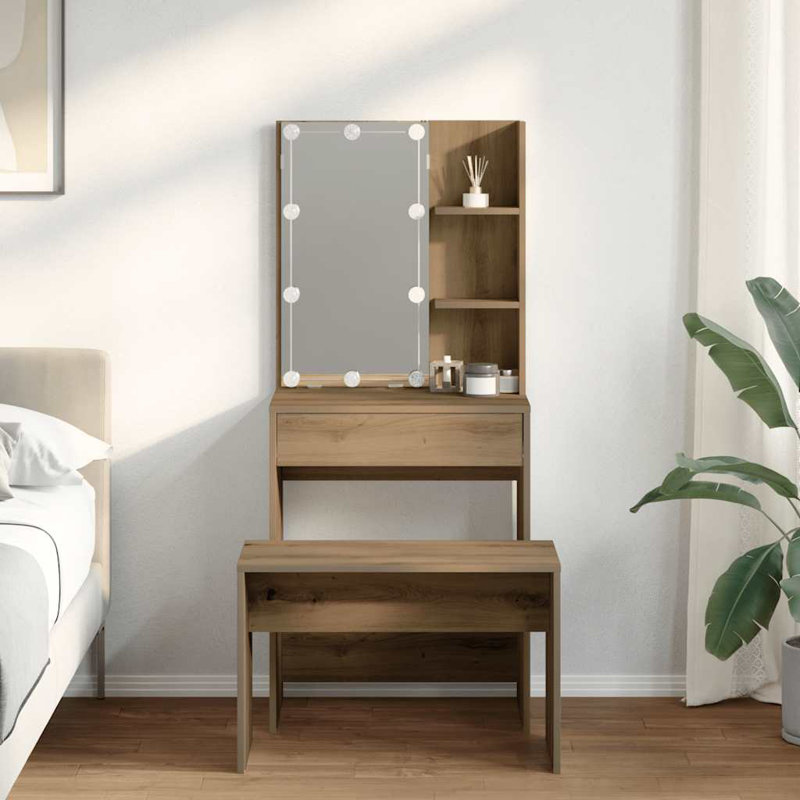 Steina Dressing Table with Mirror, artisan oak