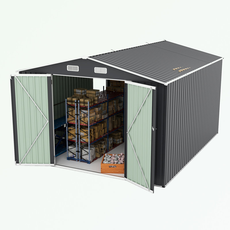 Remise de rangement extérieure avec 3 portes verrouillables, Gris