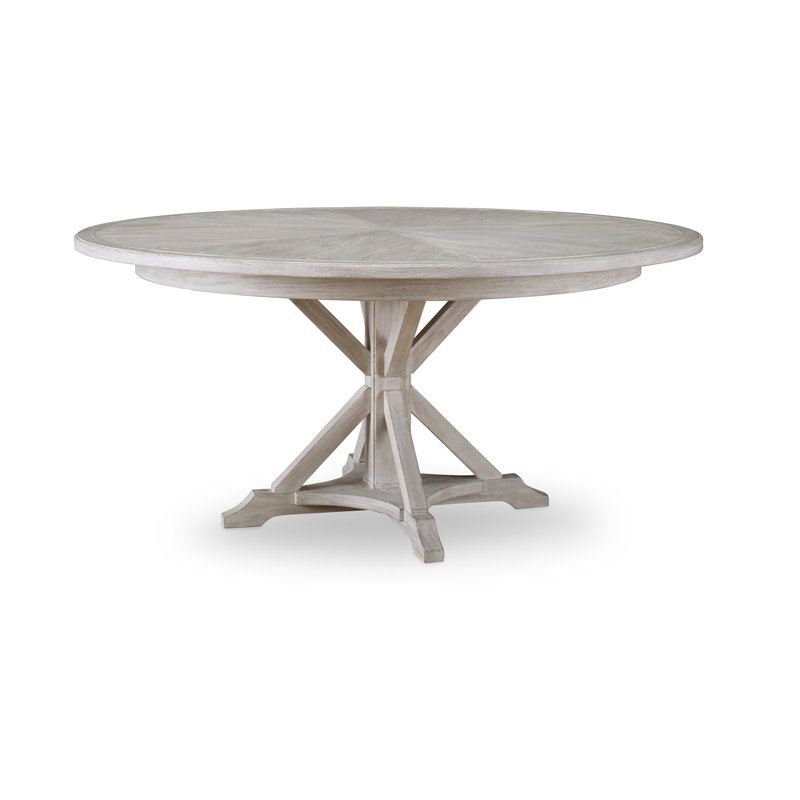 Camden Round Solid Oak Dining Table, 30"H x 64"L x 64"W, White Rustic
