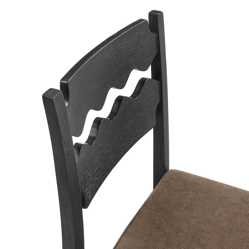 Tabouret de comptoir en bois de chêne noir Jax, Siège cacao / cadre noir, Tabouret de bar (siège d'une hauteur de 29,1 po)