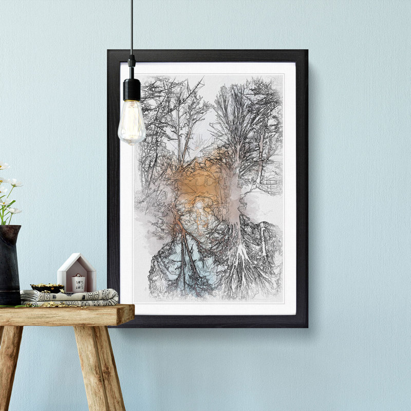 Trees - Picture Frame Painting Print, Black Framed, 45cm H x 33cm W x 2cm D