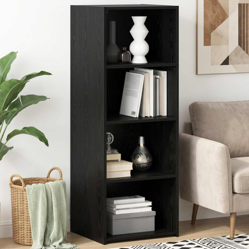 Highboard 45 x 41 x 124 cm Engineered Wood Modern Tall Storage Cabinet, Black Oak