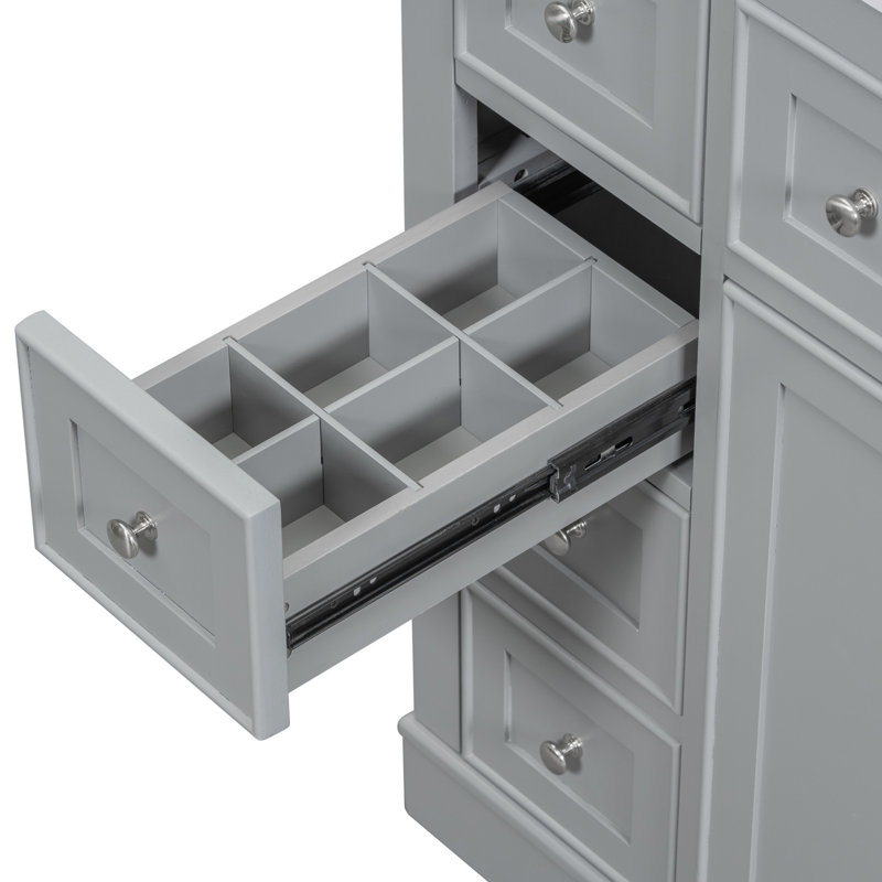 Meuble-lavabo de 36 po en gris. Base d'armoire avec tiroirs. Bois massif et. Facile à nettoyer. Style moderne. Assemblage requis. Base grise. 1 armoire, 6 teintes.