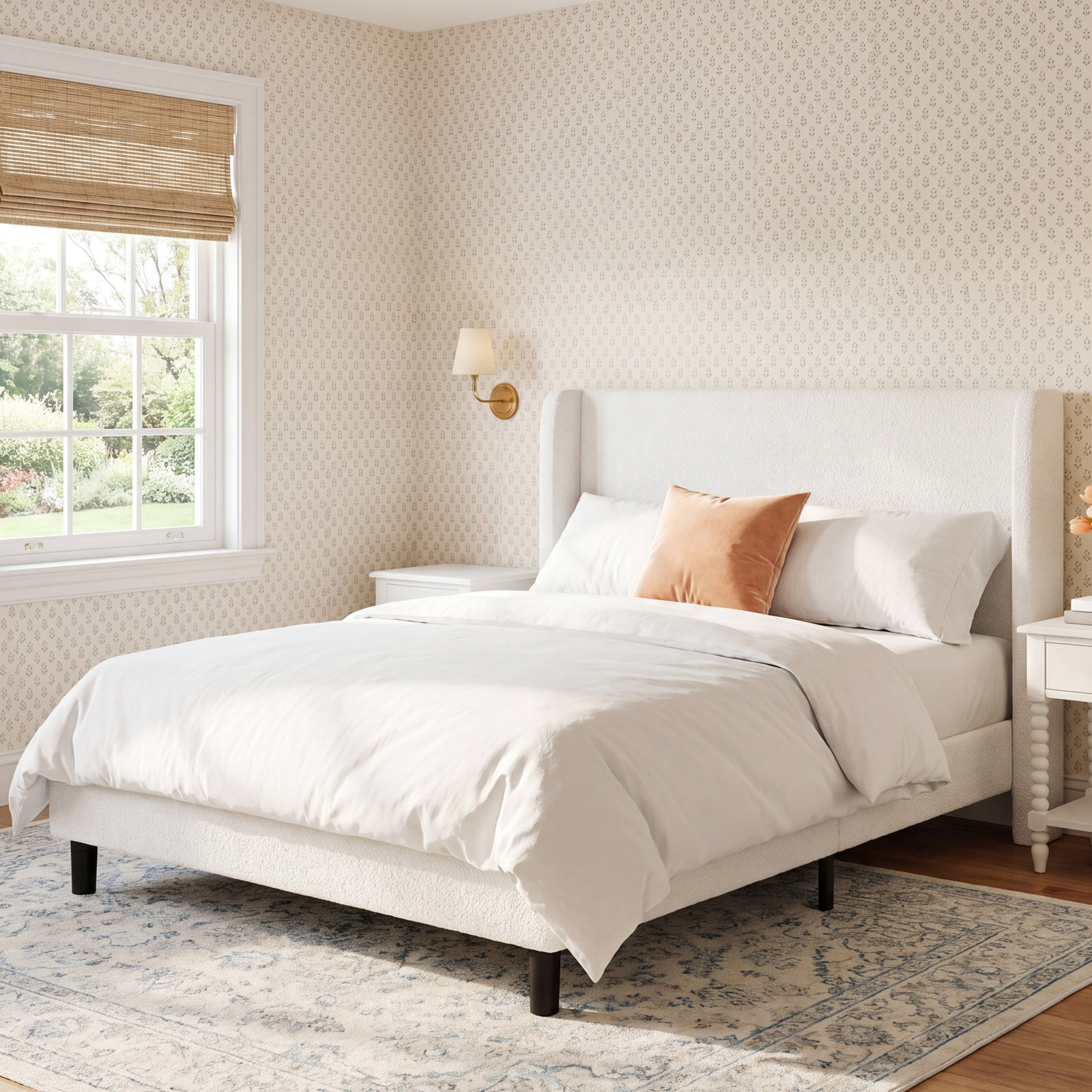 Hanson Upholstered Wingback Bed, Classic Loden Velvet, King