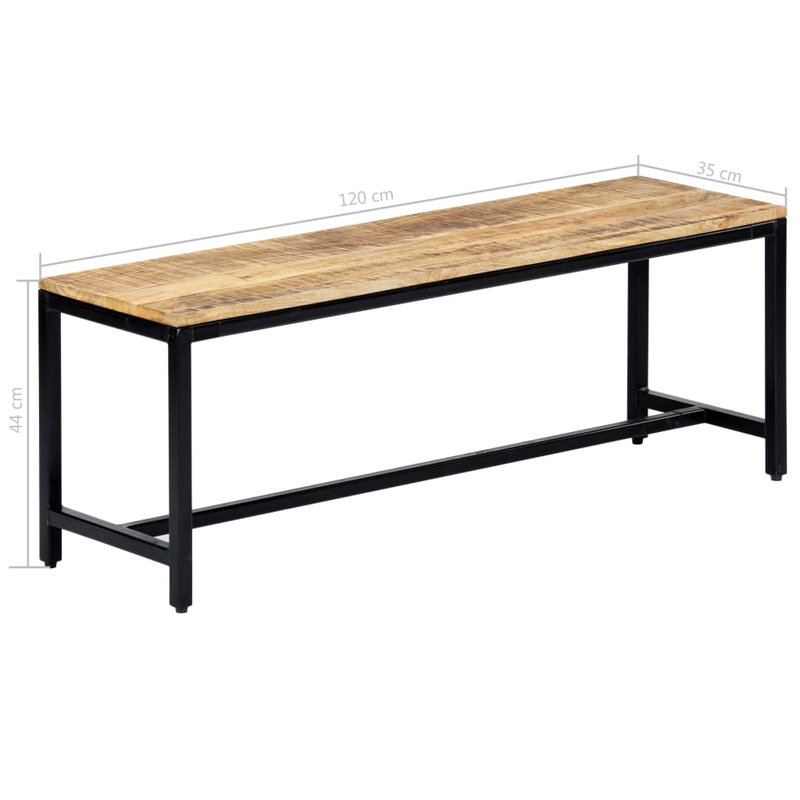 Weekley Solid Wood Bench, H44 x W120 x D35cm