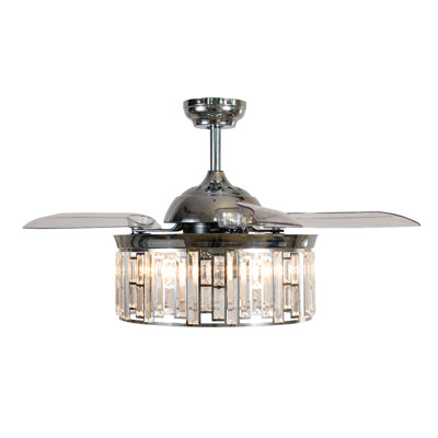Ventilateur de plafond 42 po à 3 pales rétractables de luxe avec télécommande et ensemble d'éclairage inclus