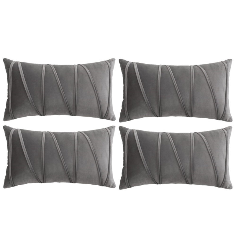 Housses de coussin rectangulaires en velours, Gris