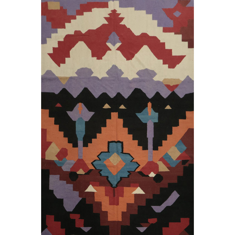 Tapis kilim vibrant 9 pi x 12 pi avec motif audacieux