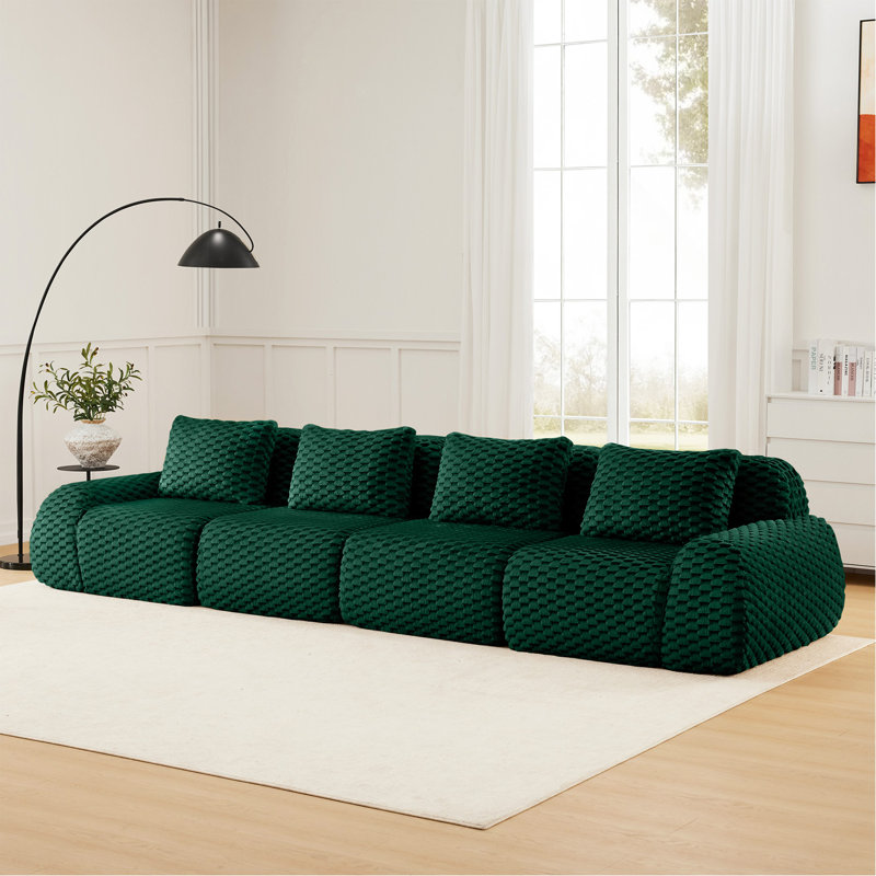 Canapé modulaire modulaire de 146 po pour le salon 146 po, tissu en flanelle, canapé 4 places surdimensionné, assise profonde, assise profonde, canapé désossé, connexion par boucle, conception antidérapante, sans assemblage, vert