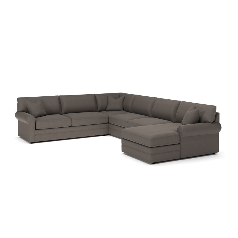 Canapé modulaire 4 pièces Cindy, Orienté à droite, Tissage natté gris anthracite Drusky Sustain®