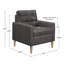 Fauteuil en gris - coussin détachable et chaise rembourrée avec cadre en bois massif de conception moderne haute mousse-718096231
