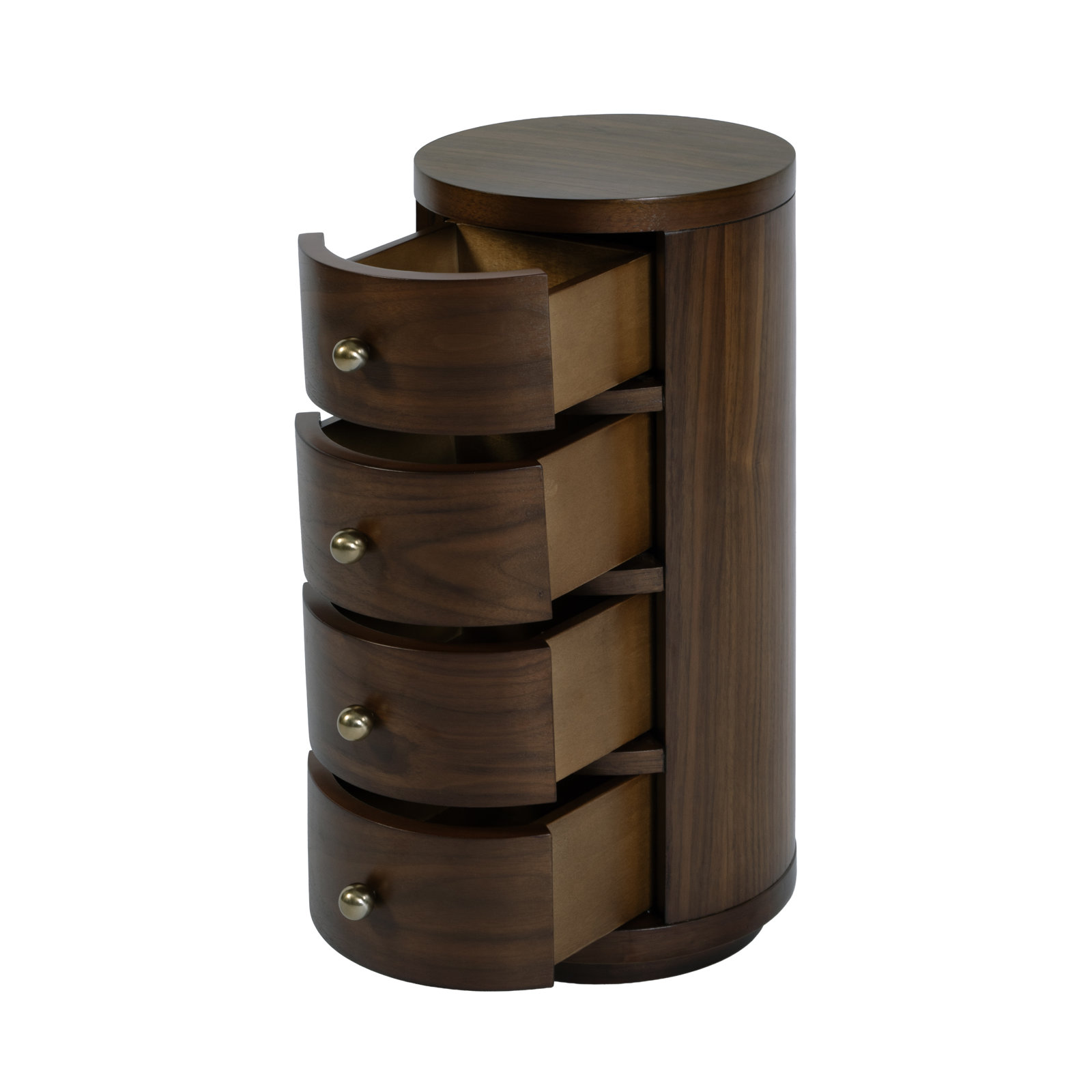 Celine 4-Drawer Acacia End Table, Walnut Brown