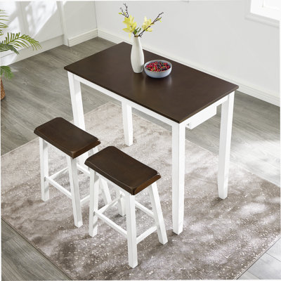 Ensemble de table de bar et chaises, ensemble de table de salle à manger 4 pièces, ensemble de table de petit-déjeuner industriel, pour salon, salle à manger, salle de jeux - gris antique blanc