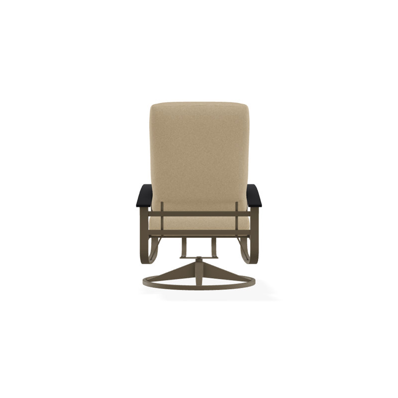 Belle Isle Outdoor Swivel Lounge Chair, Canvas Air Blue Sunbrella® Canvas, Black P70, Textured Beachwood
