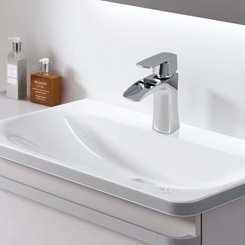 Waterfall Bathroom Faucet Single Handle Bathroom Sink Faucets, Chrome