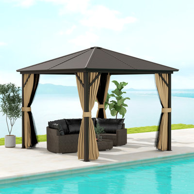 Auvent d'extérieur en aluminium pour terrasse, brun