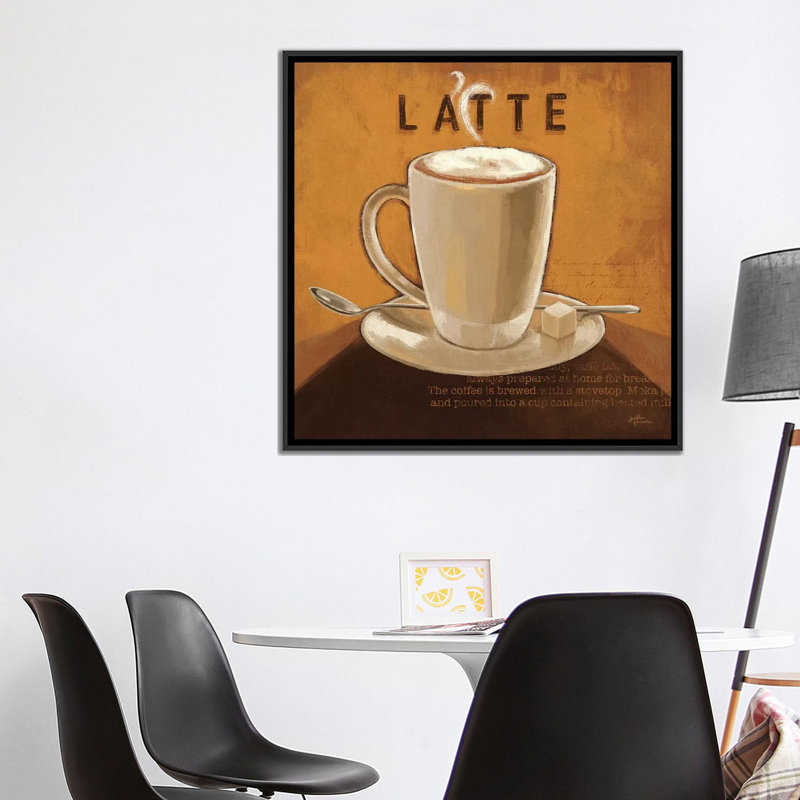 «Coffee and Co. IV», affiche vintage sur toile, H 18 po x l 18 po x P 1,5 po, Toile avec cadre noir, Pas de tapis