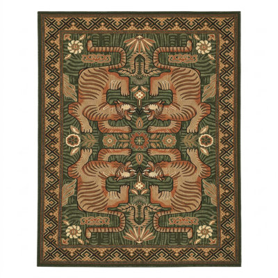 Tibetan Tiger Area Rug Boho Tribal Animal Print Washable Non Slip Soft Low Profile Stain Resistant Carpet