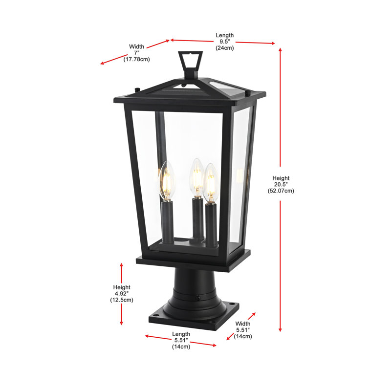 Jamila 9.45 Inch Outdoor Post Light in Black