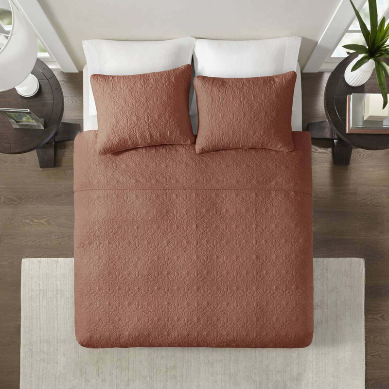 Ensemble de courtepointe réversible 3 pièces Clay, Rouge, Courtepointe double / grand + 2 taies décoratives
