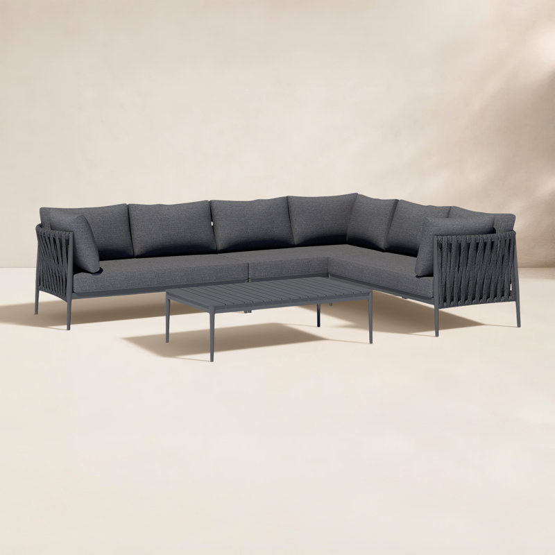 Zeke 6 - Person Modular Patio Conversation Set with Cushions, Gray